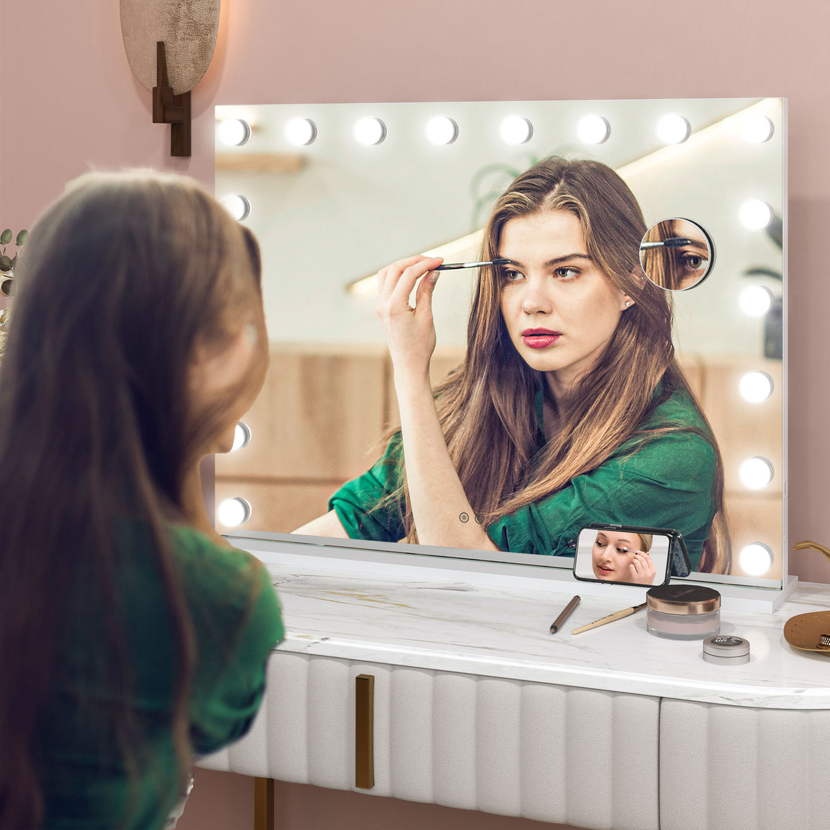 HOMCOM Hollywood Vanity Mirror, Usb Port White