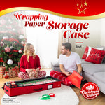 Fabric Wrapping Paper Storage Bag Red With Handles And Pockets