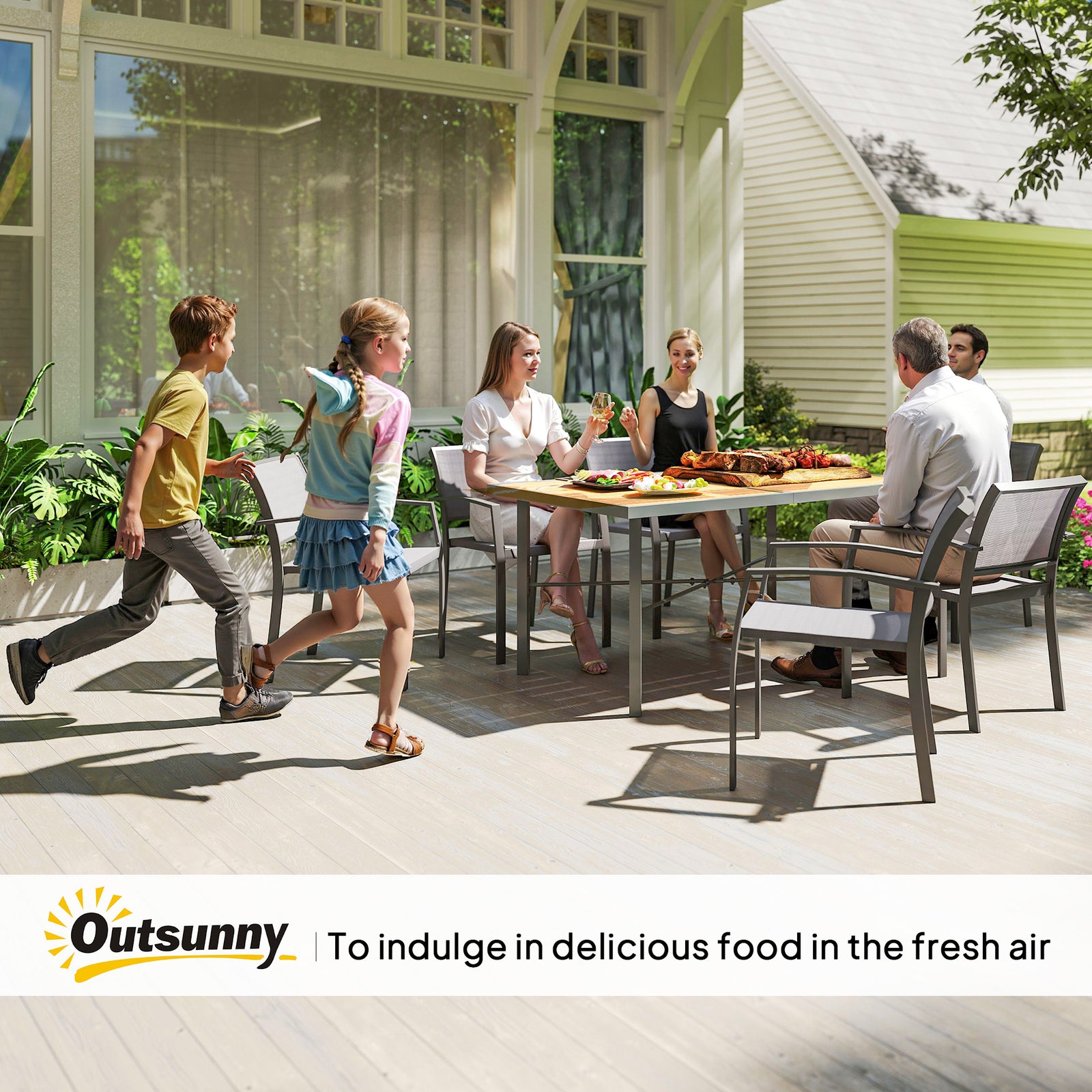 150x90cm Outdoor Table, Wood Effect, Rust-resistant