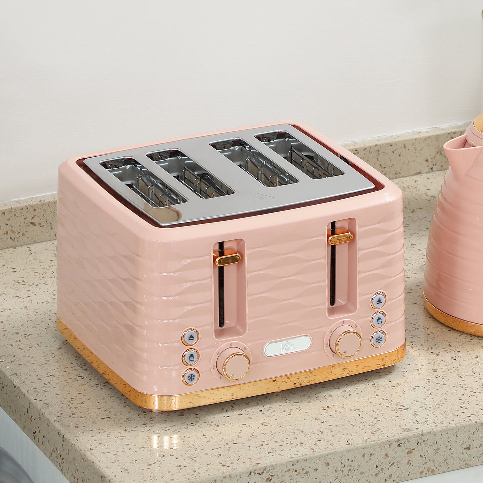 Kettle & 4 Slice Toaster Set | Pink