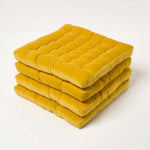 Quilted Velvet Chair Pad, 40 X 40 Cm | Set-of-4 | Yellow