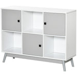 Bookcase Display Cabinet With 6 Storage Cubes Living Room | One Size | Gray