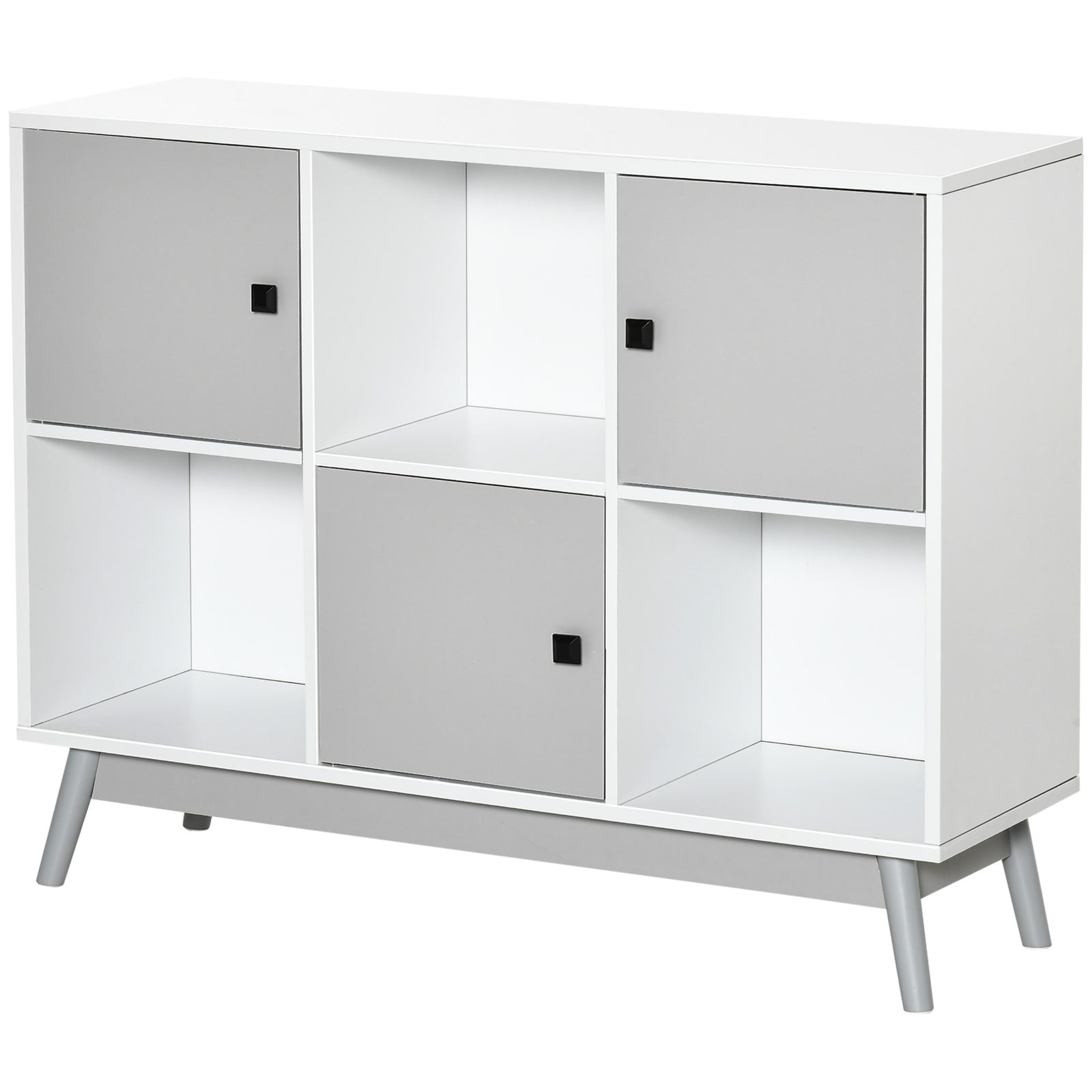 Bookcase Display Cabinet With 6 Storage Cubes Living Room | One Size | Gray