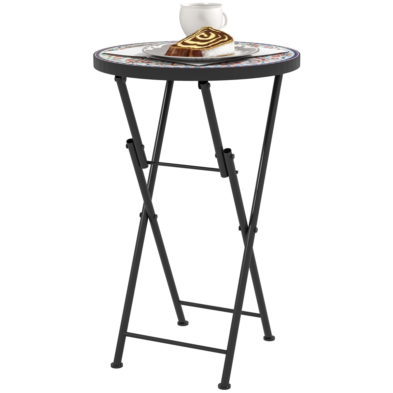 Mosaic Garden Table, 35.5cm Folding Coffee Table | Multi Colour