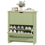 12-shoe Storage Cabinet 4 Shelves 2 Drawers Tabletop | Green