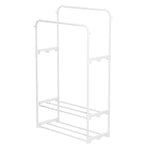 Double Rod Metal Clothes Rack Heavy Duty Garment Organizer With Shelves For Closet Or Bedroom | White