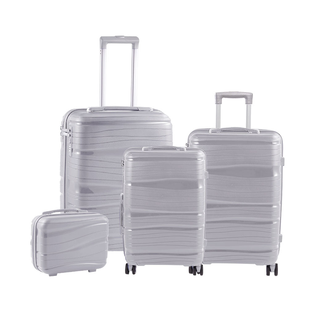 4pcs Lockable Travel Suitcase Set | Light Grey