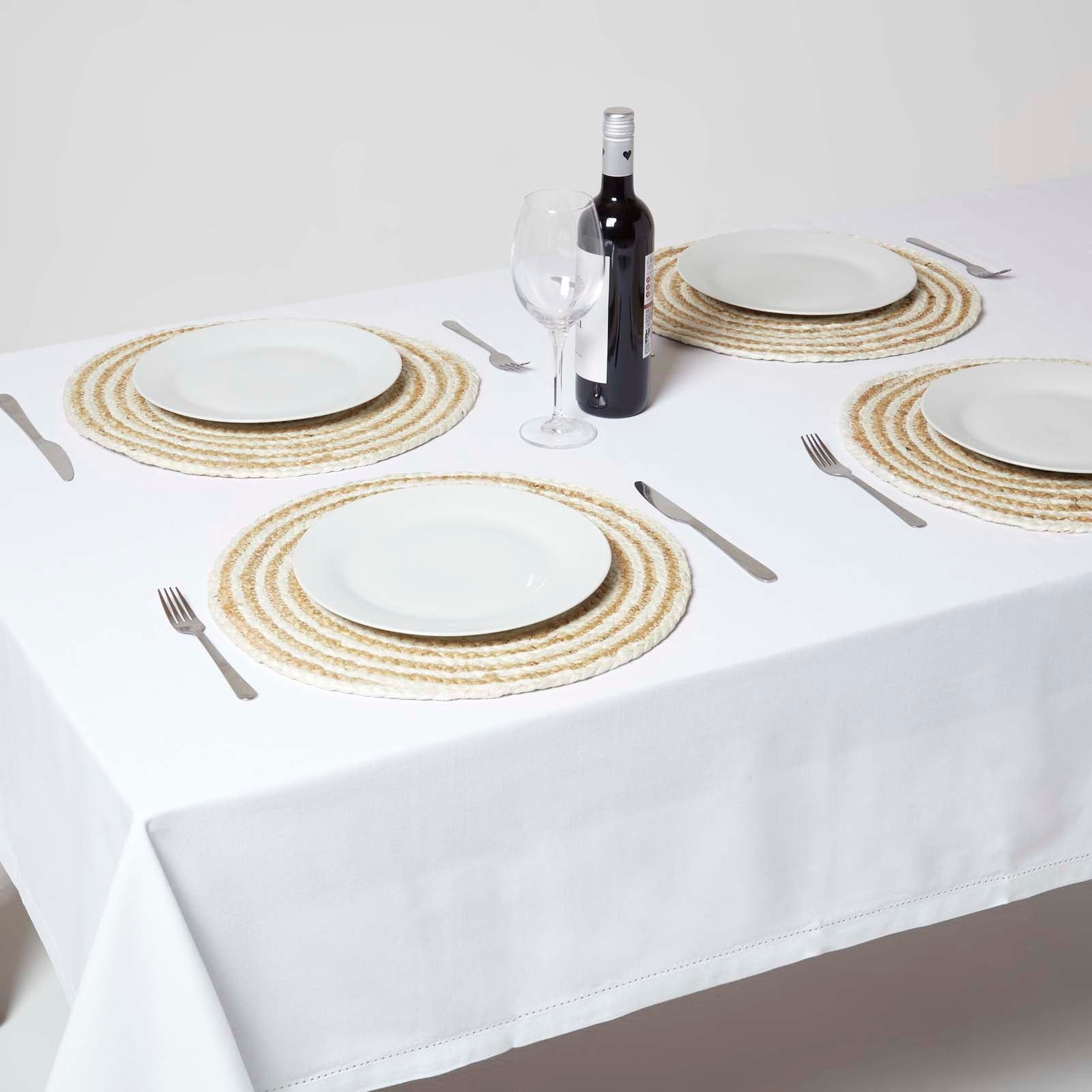Natural & Cream Spiral Jute Handwoven Round Placemats Set Of 4