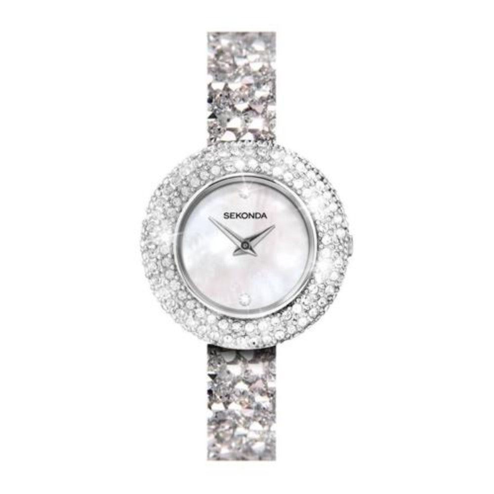 Sekonda Silver Crystal Bracelet Strap Watch With White Dial