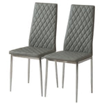 Pvc High Back Modern Dining Chairs | Set of 2 | Grey