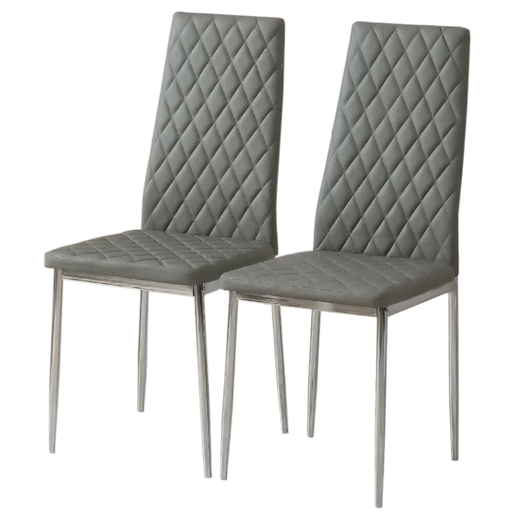 Pvc High Back Modern Dining Chairs | Set of 2 | Grey