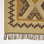 Ravar Brown & Gold Kilim Wool Rug | 180cm x 90cm | Brown