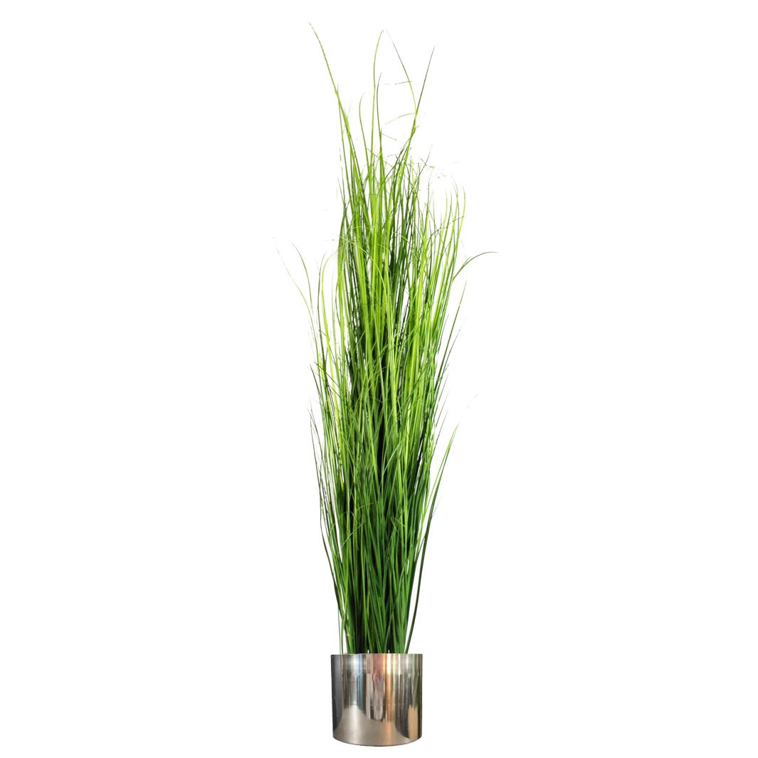 130cm Artificial Extra Large Grass Plant With Silver Metal Plater