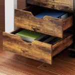 HOMCOM Filing Cabinet With 5 Drawers, Under Desk Drawer, Rustic Brown