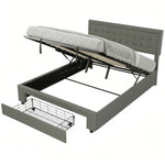 HOMCOM Pu Leather King Bed Frame With Storage And Adjustable Headboard, Grey