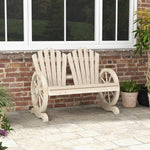 Outsunny 2 Seater Garden Bench W/ Wheel-shaped Armrests Natural Wood