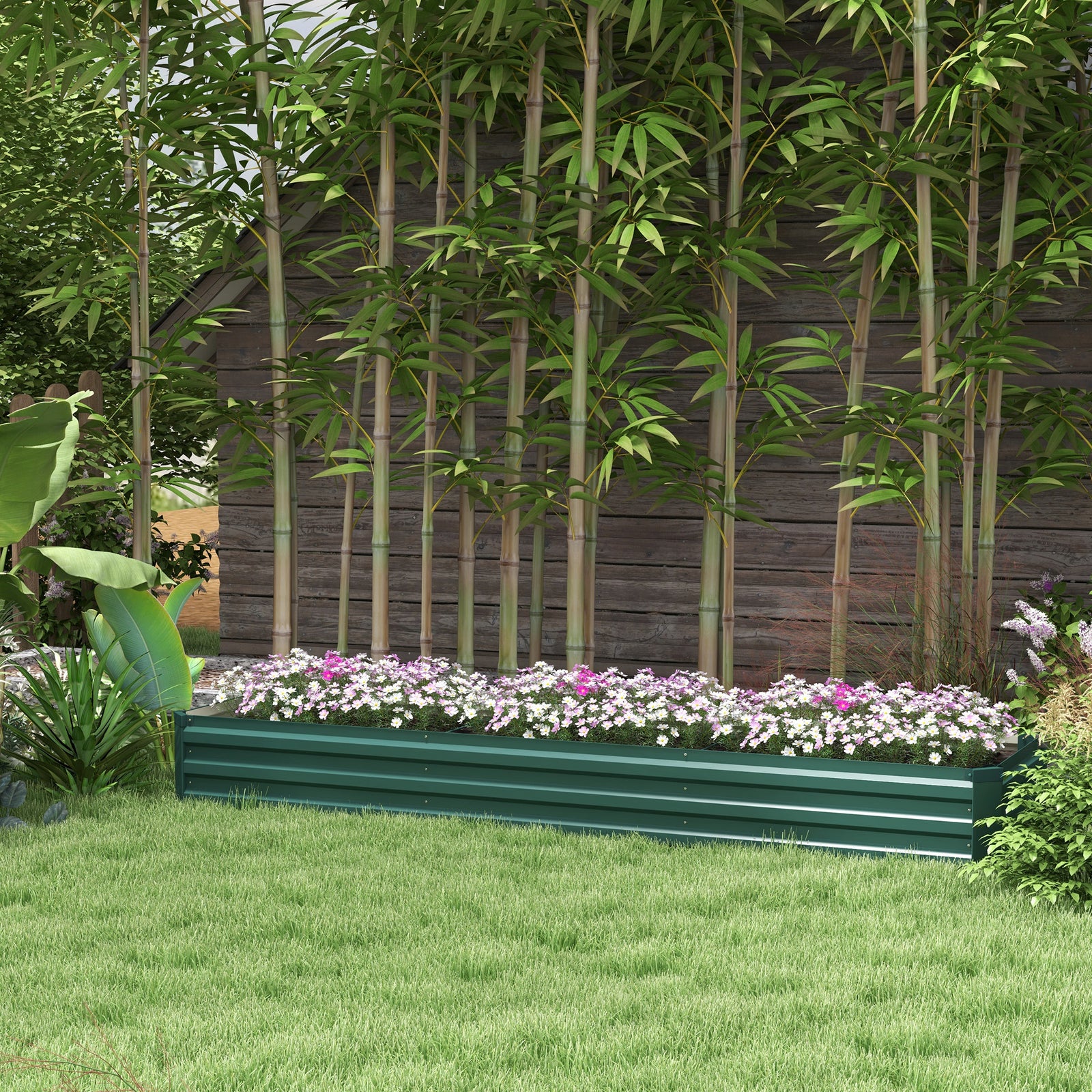 Galvanised Raised Bed For Garden, Outdoor Elevated Planter Box | Green