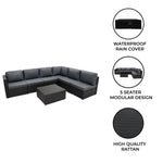 Rattan Modular 7 Piece Furniture Set | Black