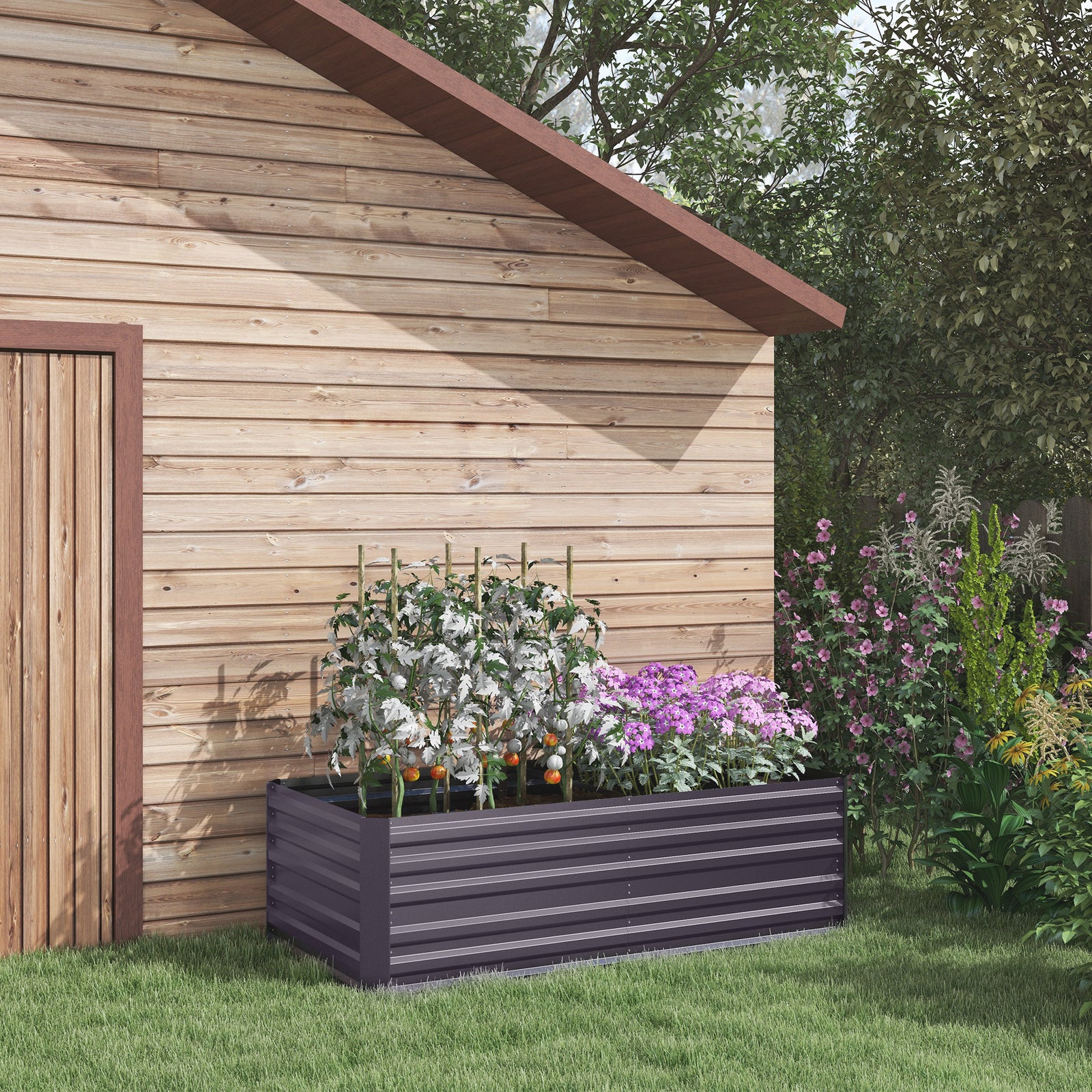 Steel Raised Bed Planter Rods 180 X 90 X 59 Cm | Dark Gray