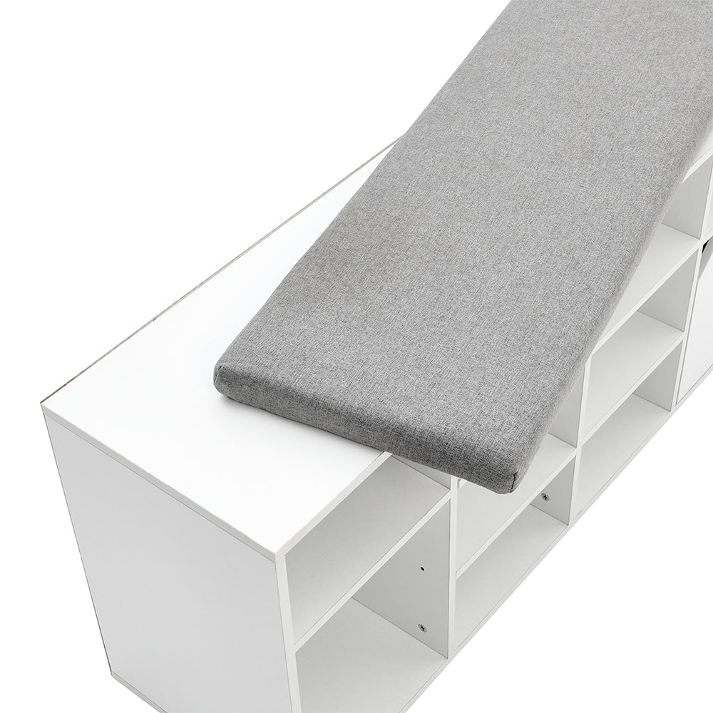 White Padded Shoe Storage Bench