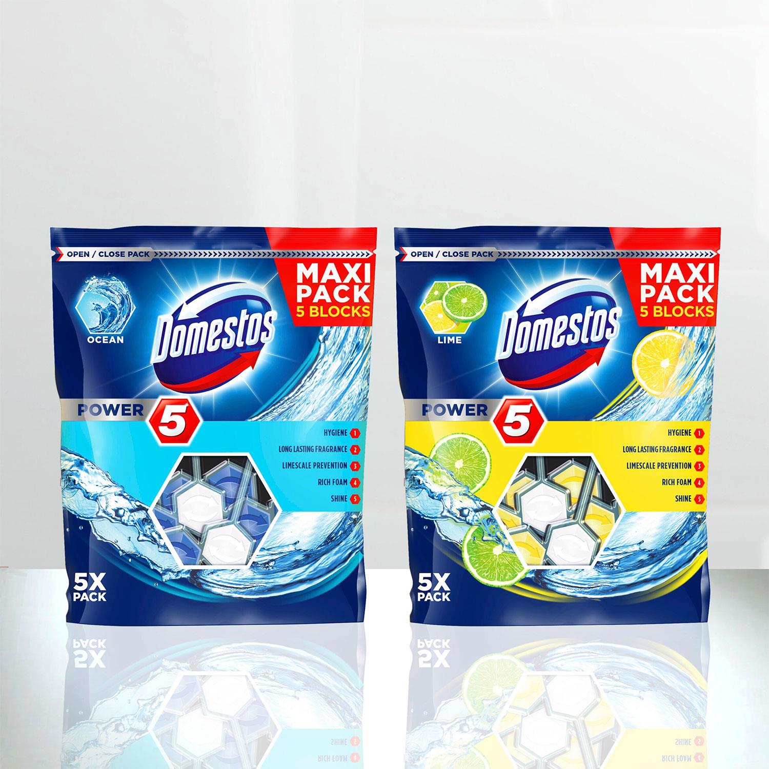 Power 5 Lime Toilet Rim Blocks For Long-lasting Protection 55g