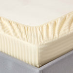 Cotton Stripe Fitted Cot Sheets 330 Tc, 70 X 140 Cm | Cot Bed | Yellow