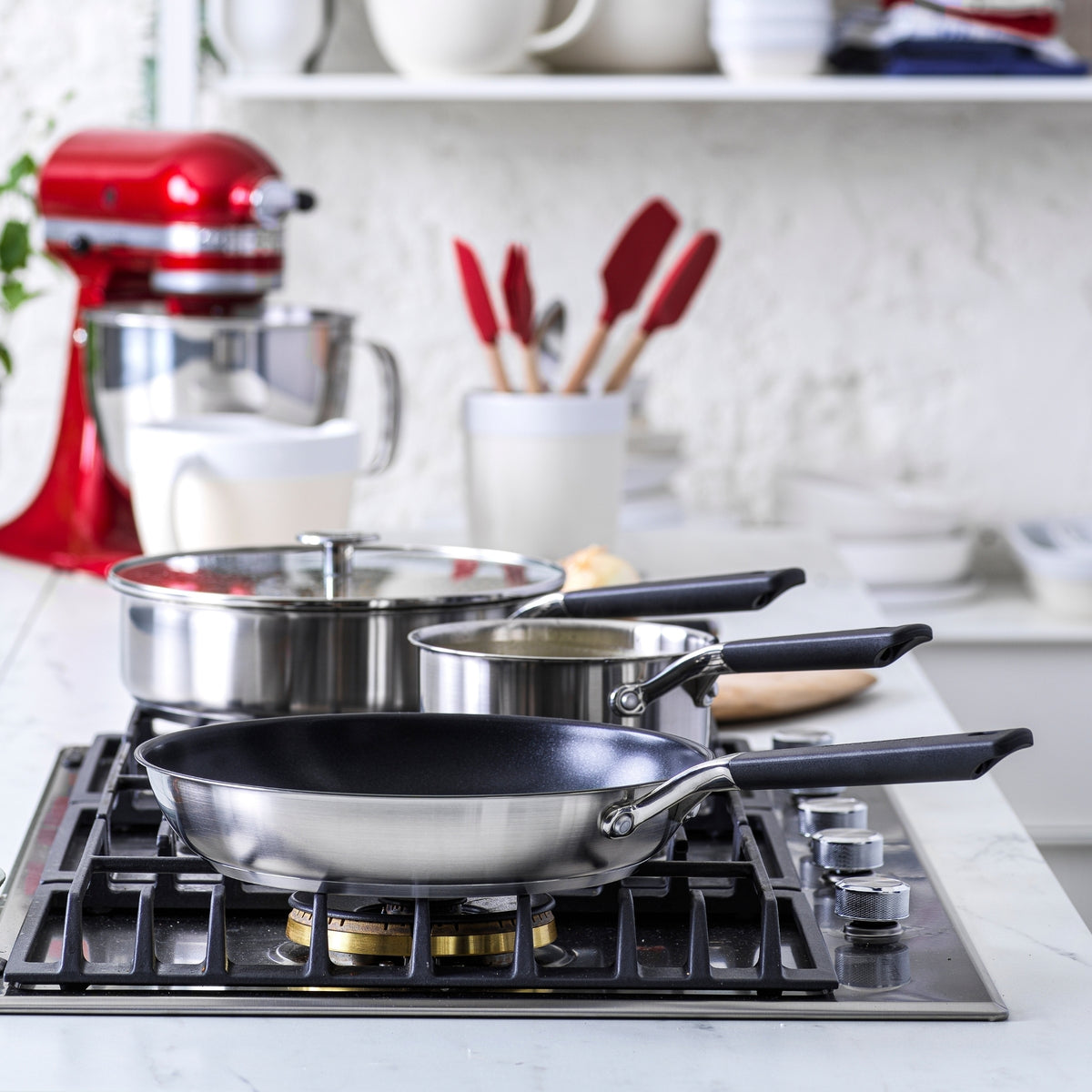 KitchenAid Cookware Classic Stainless Steel 3 Ply Wok, 28cm