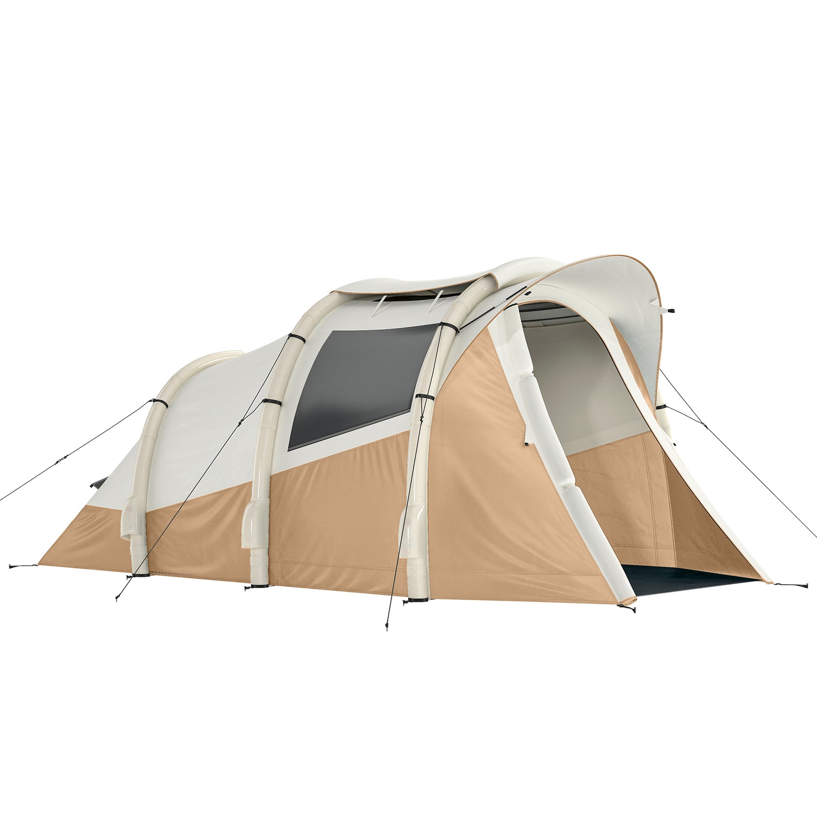 Inflatable Camping Tent W/ Air Pump, 2-3 Person Blow Up Tent | Khaki