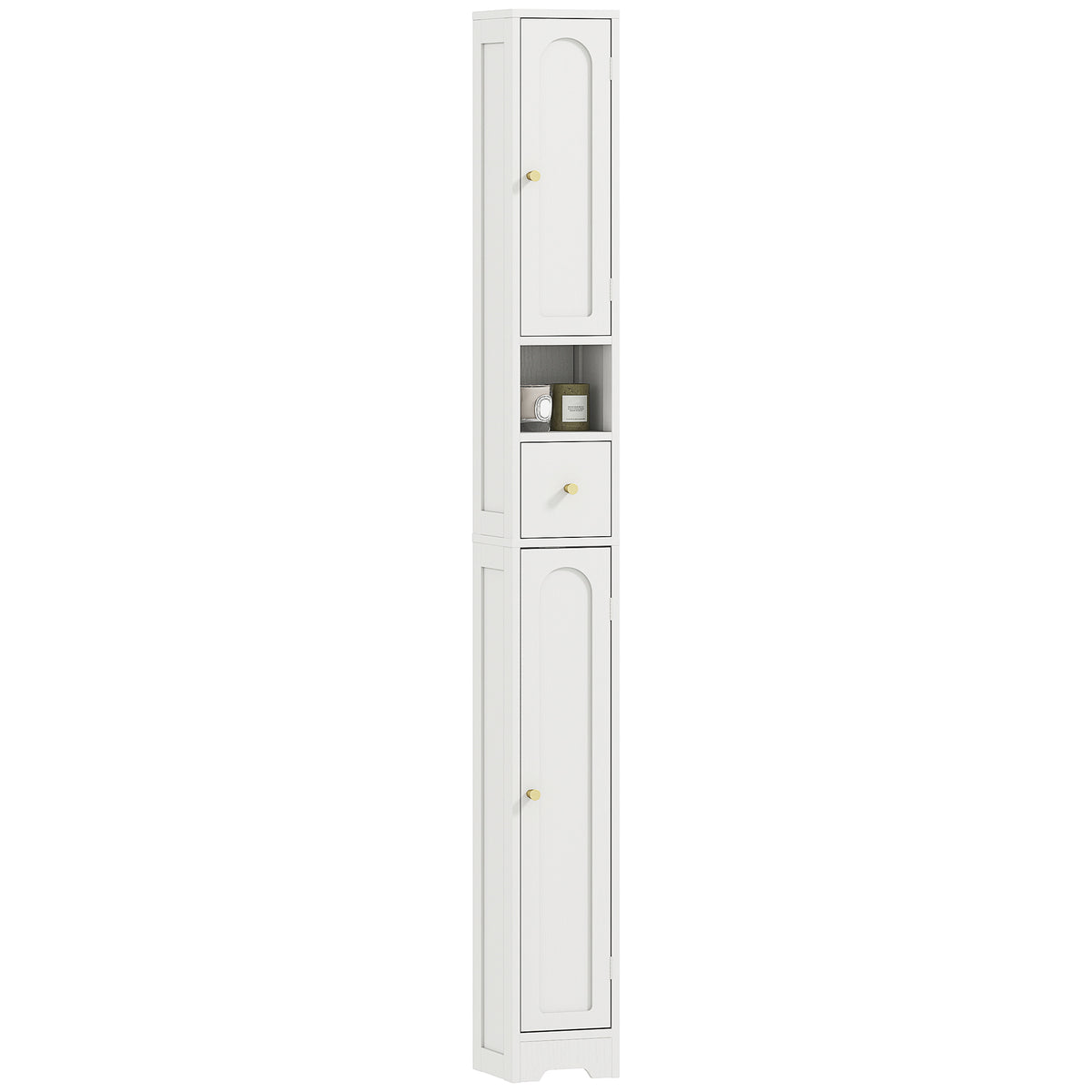 HOMCOM 20cm Slim Bathroom Storage Cabinet With Adjustable Shelves White