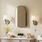 HOMCOM Bathroom Mirror Cabinet With Mirror Arched Wall Cabinet Black