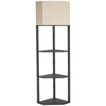 Corner Modern Floor Lamp With Shelves For Living Room | One Size | Black