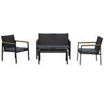 4 Pcs Pe Rattan Furniture Set W/ Cushions Table