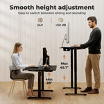 Electric Standing Desk  Adjustable Height Workstation Metal Frame Black | Black