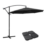 3m Banana Cantilever Patio Parasol For Outdoor Sunshade And Rain With A Cross Base And A Square Base | One Size | Black