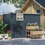 7.6 X 4ft Outdoor Garden Storage Shed With Window | Dark Grey