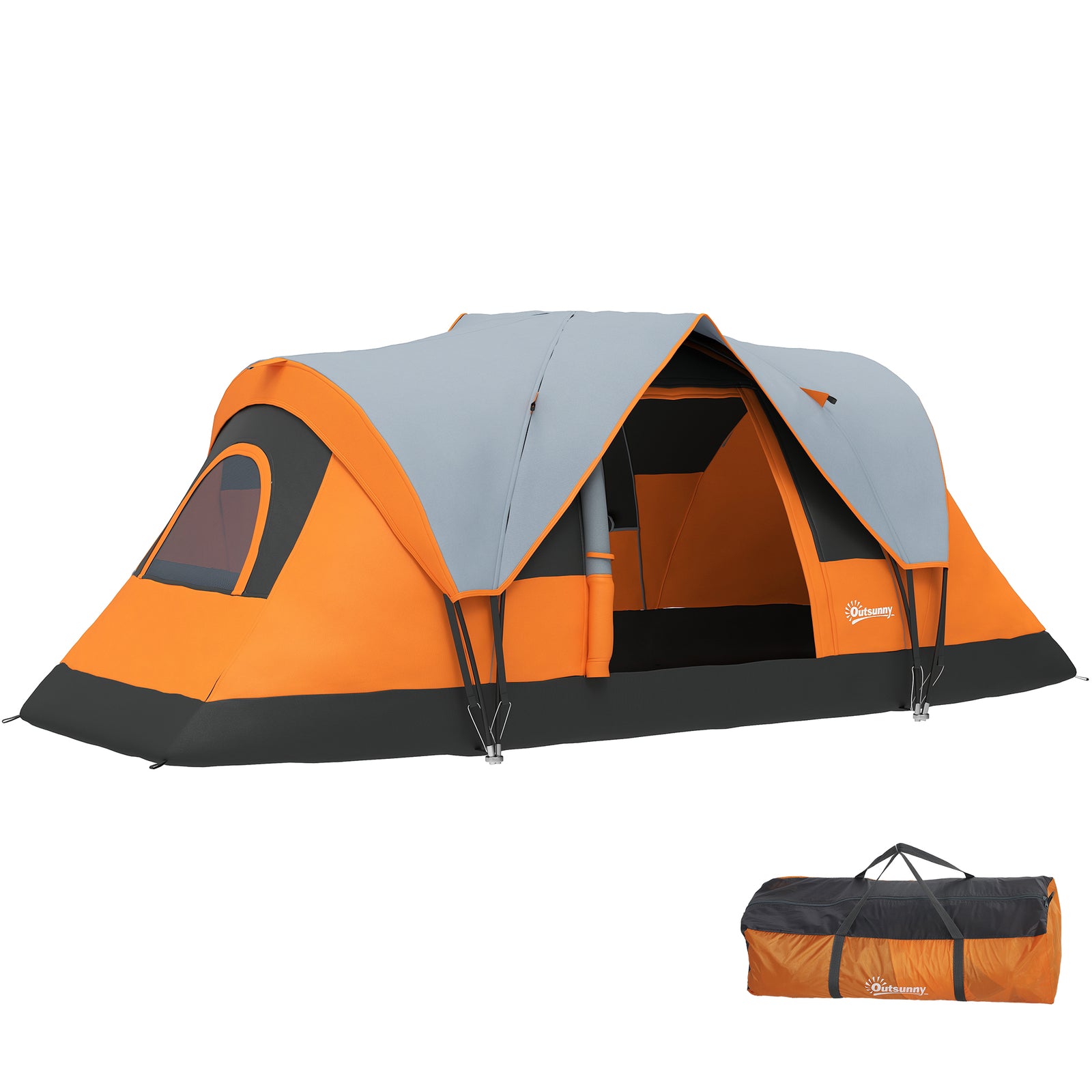 Outsunny 5-6 Man Dome Tent, 3000mm Water Resistant, Orange
