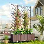 Outsunny Plastic Raised Planter With Trellis And Self Watering Design