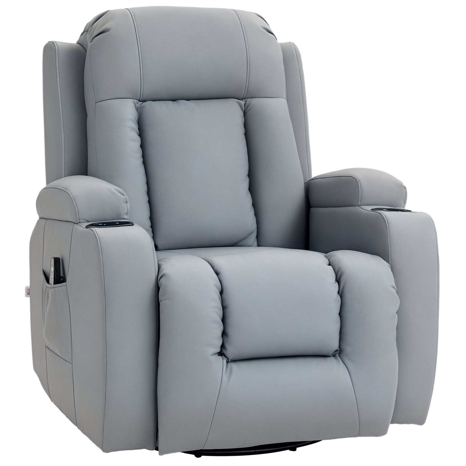 Manual Recliner Chair, Vibration Light Grey