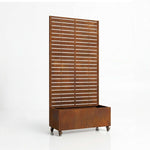 Metal Privacy Screen With Plant Pot - Slat | Rust