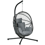Egg Chair With Metal Stand,foldable Basket ,cup Holder,rope