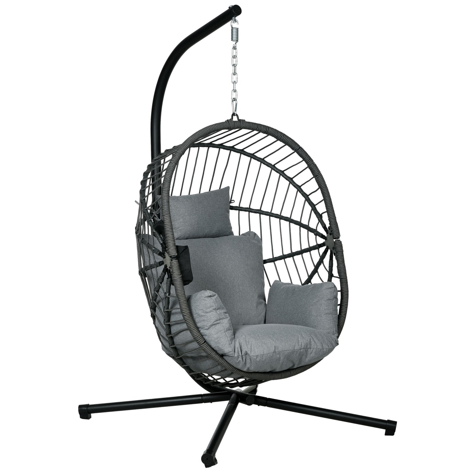 Egg Chair With Metal Stand,foldable Basket ,cup Holder,rope