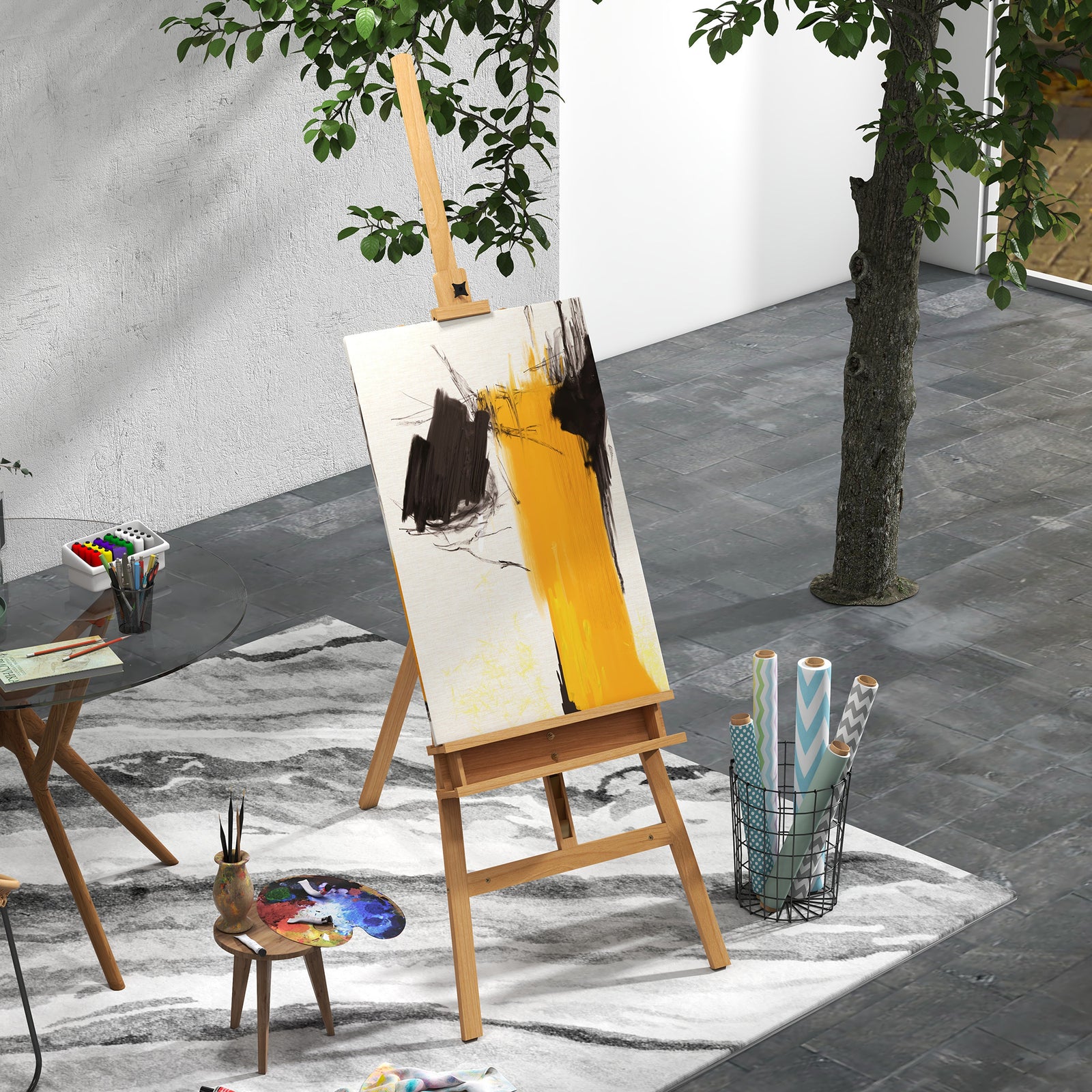 Artist Easel Stand For Wedding Sign, Adjustable Wooden