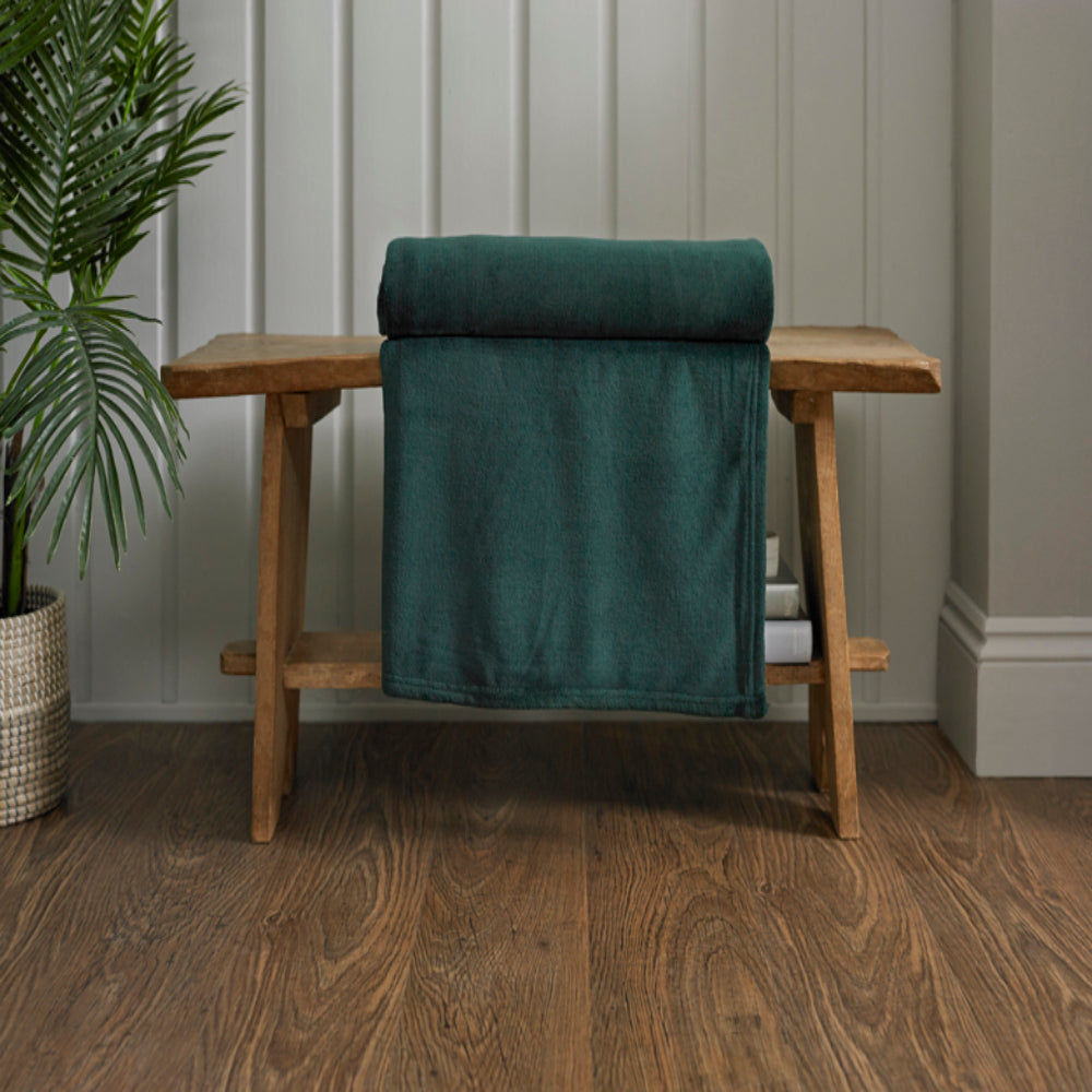 Snuggle Touch Microfibre Supersoft Fleece Throw | 140cm x 180cm | Dark Sea Green