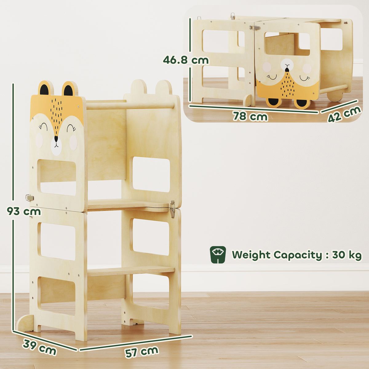 AIYAPLAY Toddler Step Stool With Chalkboard For Kitchen Counter