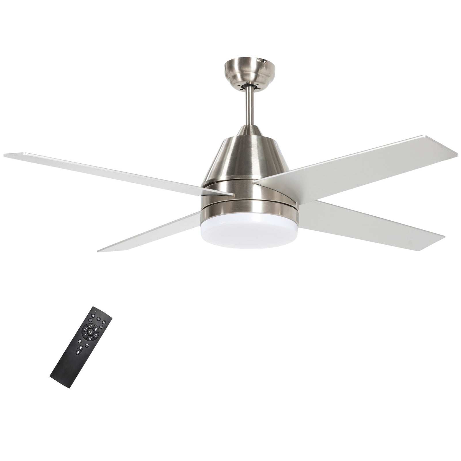 Mounting Reversible Ceiling Fan With Light, Remote | One Size | Silver