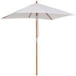 2x1.5m Wooden Patio Umbrella Parasol | Cream