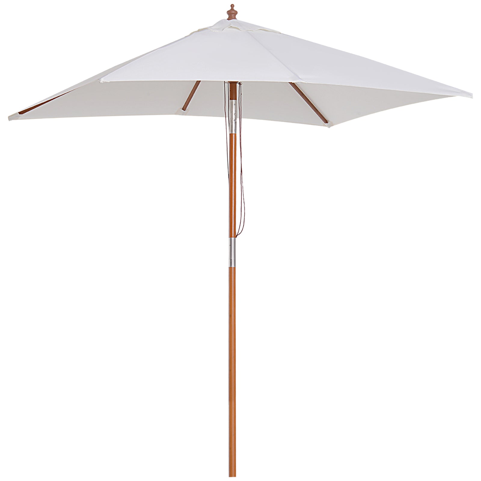 2x1.5m Wooden Patio Umbrella Parasol | Cream