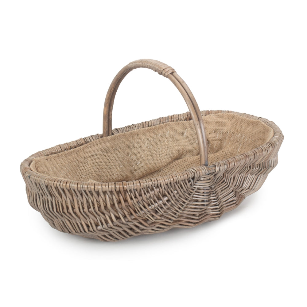 Wicker Shallow Antique Wash Lined Garden Trugs | Medium
