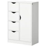 Freestanding Bathroom Cabinet With 4 Drawers Door Cupboard | One Size | White
