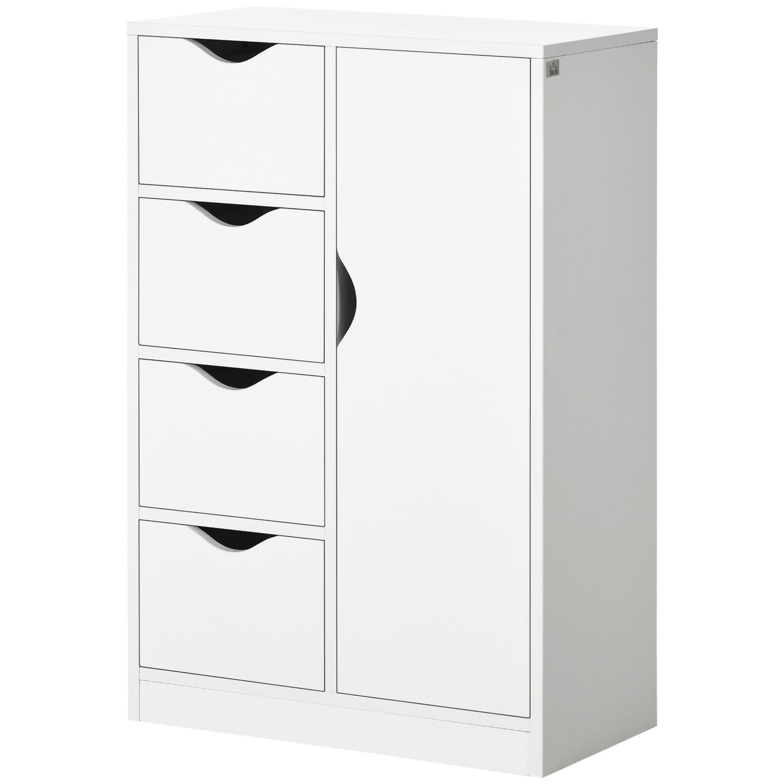 Freestanding Bathroom Cabinet With 4 Drawers Door Cupboard | One Size | White